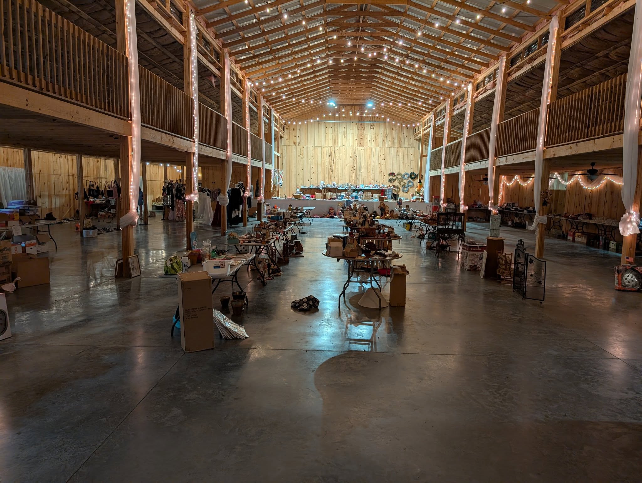 Venue interior with string lights